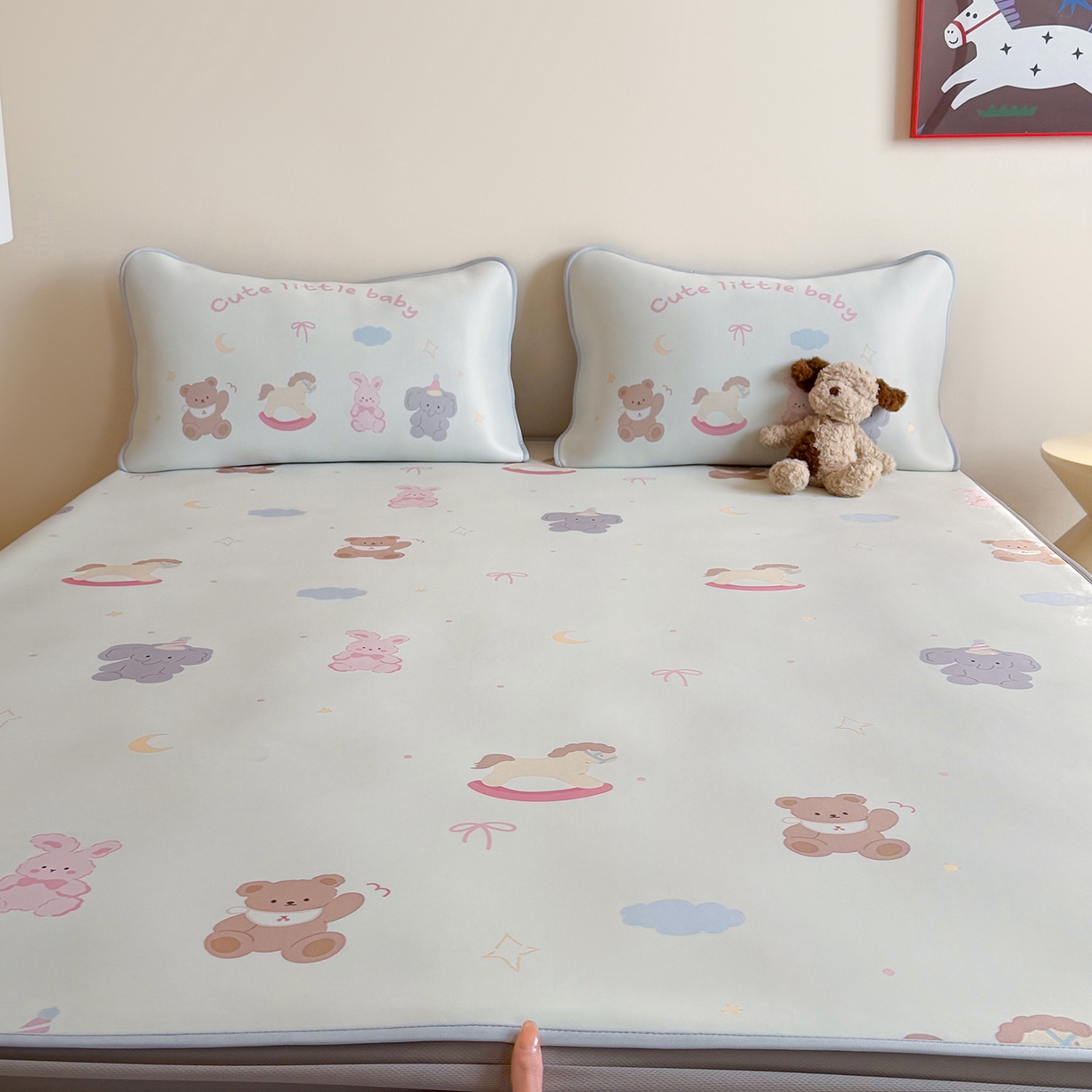 91家纺网 家纺一手货源 找家纺 JUICY 橘滋家纺 2026新款CoolAir沁氧数码印花冰感软凉席 动物寓言集-床笠款