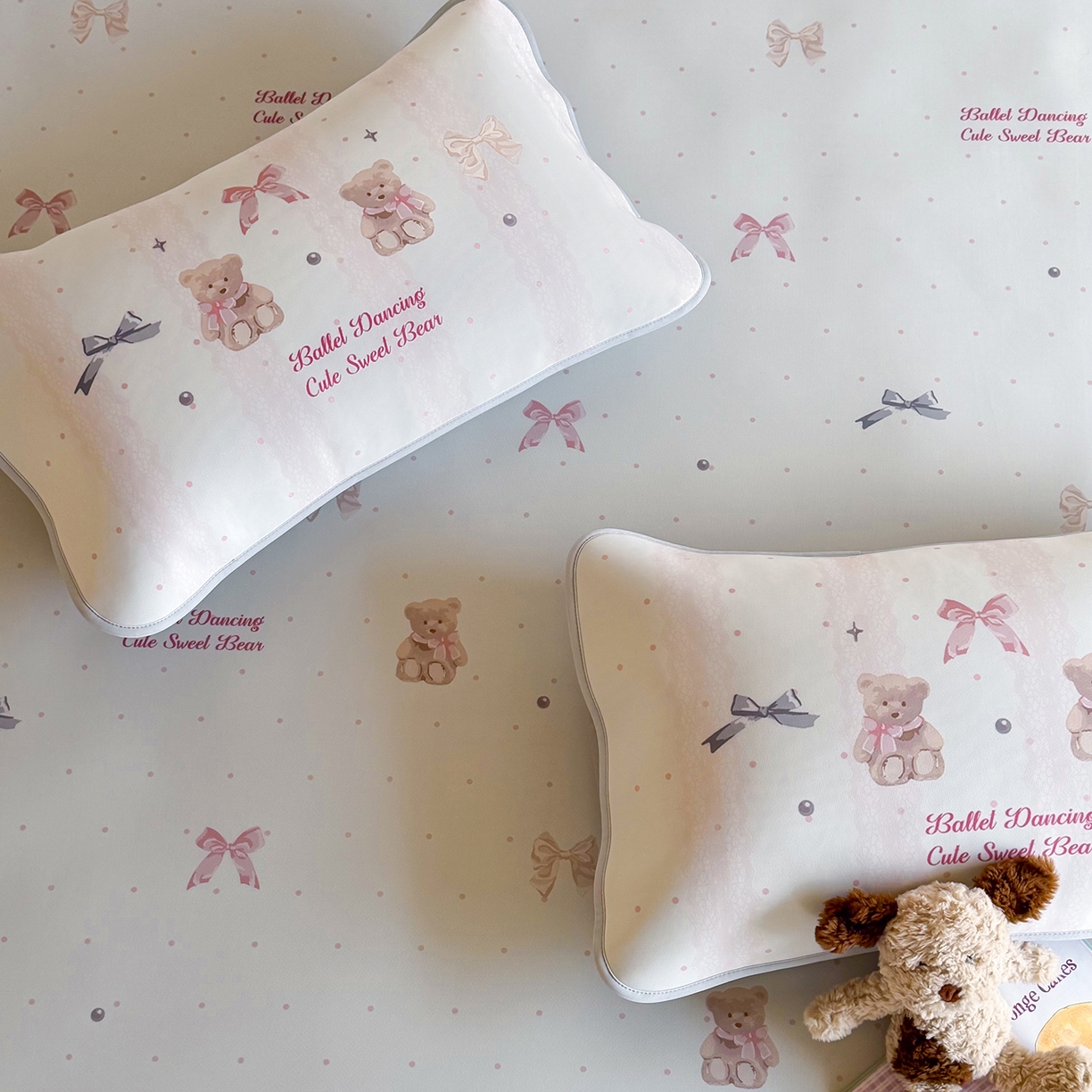 91家纺网 家纺一手货源 找家纺 JUICY 橘滋家纺 2026新款CoolAir沁氧数码印花冰感软凉席 珍珠小熊-平席款