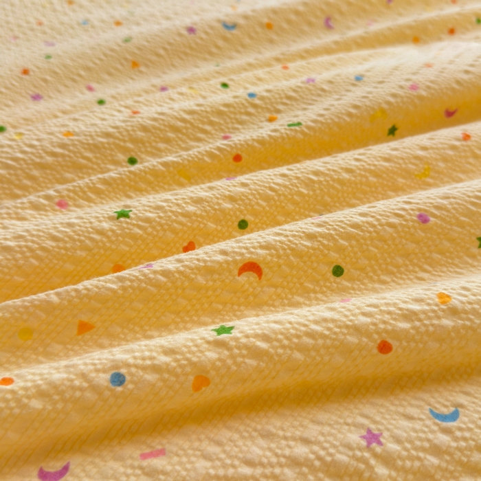 91家纺网 家纺一手货源 找家纺 梵朴 2026新款A类泡芙双层纱贝壳边床盖夏被四件套三角针夏凉被空调被 璀璨星空