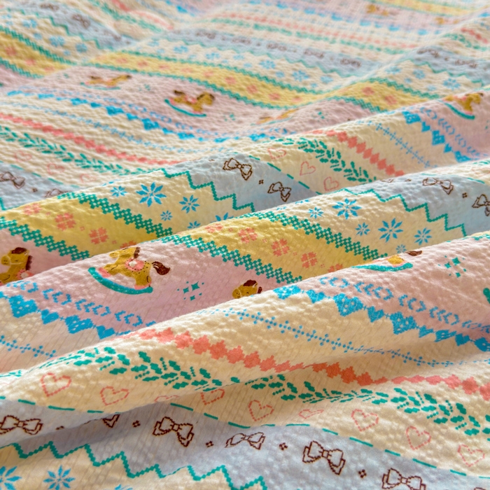 91家纺网 家纺一手货源 找家纺 梵朴 2026新款A类泡芙双层纱贝壳边床盖夏被四件套三角针夏凉被空调被 费尔岛木马