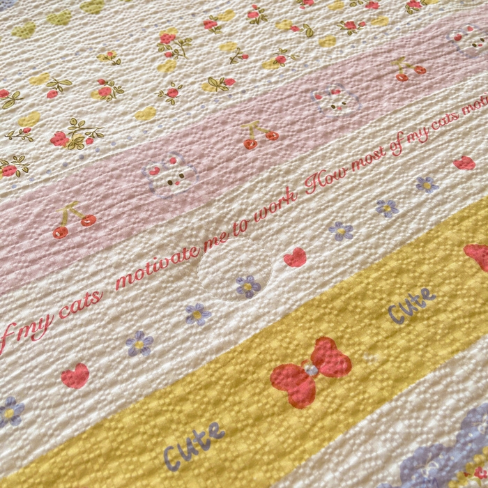 91家纺网 家纺一手货源 找家纺 梵朴 2026新款A类泡芙双层纱贝壳边床盖夏被四件套三角针夏凉被空调被 蝴蝶结小兔