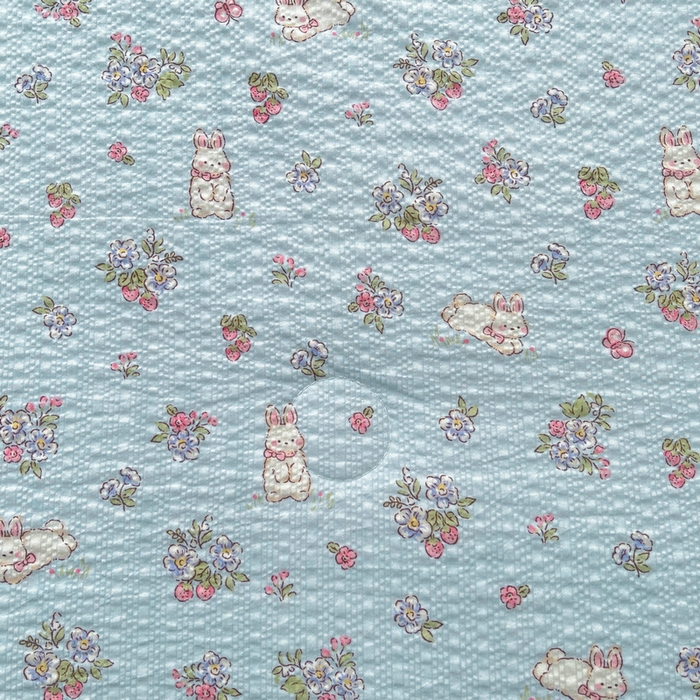 91家纺网 家纺一手货源 找家纺 梵朴 2026新款A类泡芙双层纱贝壳边床盖夏被四件套三角针夏凉被空调被 花从小兔