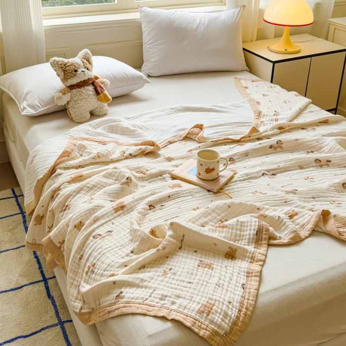 91家纺网 家纺一手货源 找家纺 （总）乐家毛巾被（工厂自产自销） 2026新款全棉纯棉六层一体超柔泡泡纱多功能毯