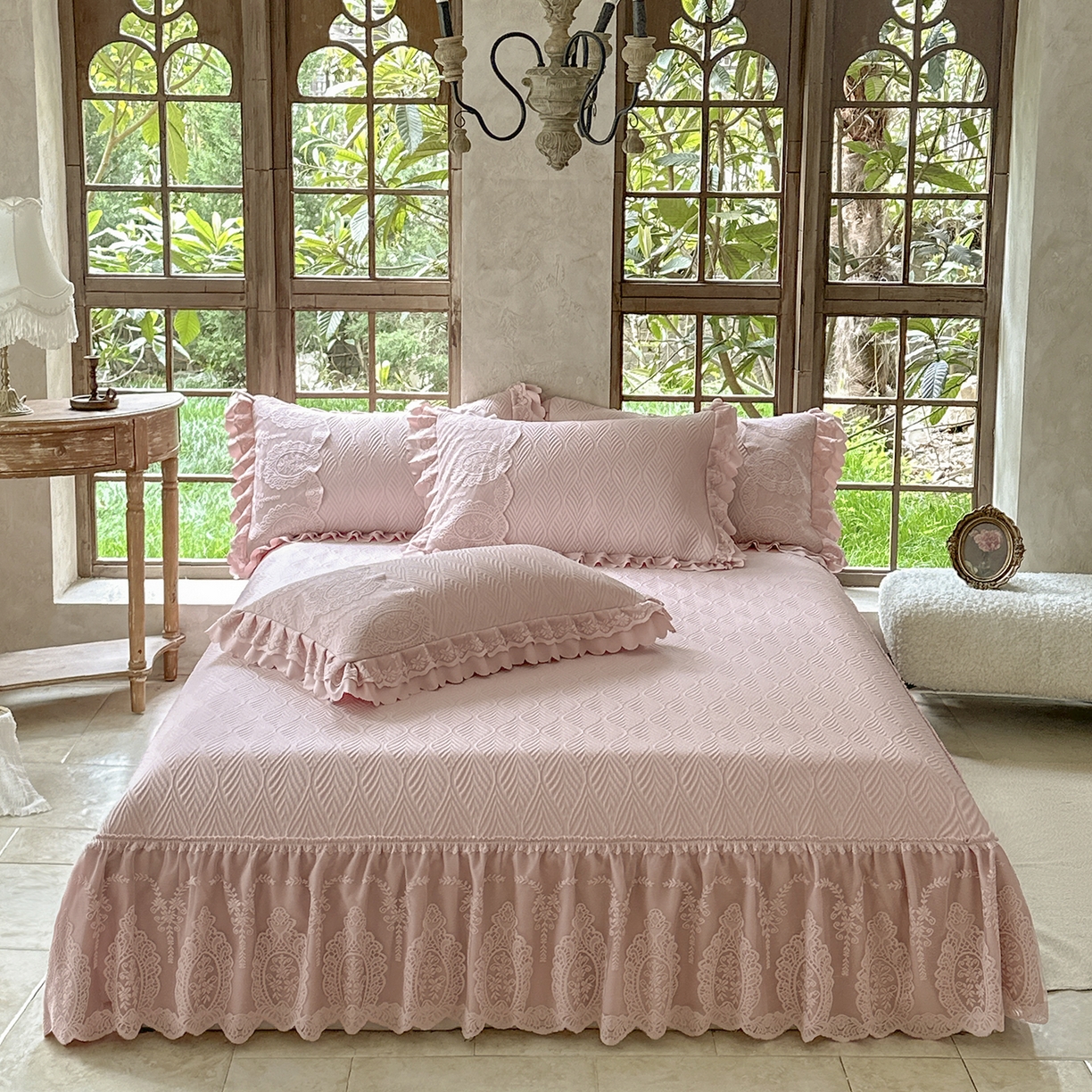 91家纺网 家纺一手货源 找家纺 乐朵家居 2026新款 梵希（复合）  凉席三件套+可配同色系空调被 豆沙