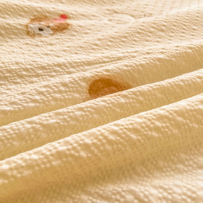 91家纺网 家纺一手货源 找家纺 梵朴 2026新款A类泡芙双层纱贝壳边床盖夏被四件套三角针夏凉被空调被 萌宠