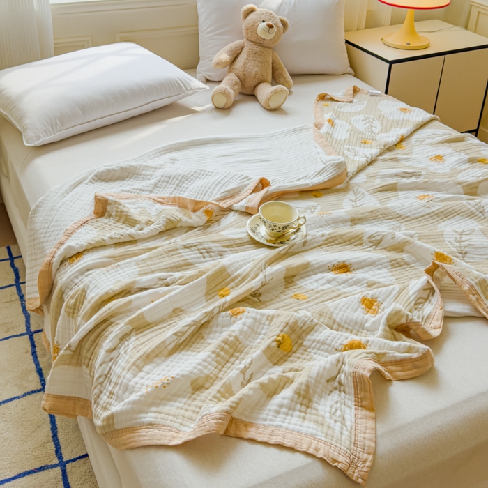 乐家毛巾被（工厂自产自销） 2026新款全棉纯棉六层一体超柔泡泡纱多功能毯 繁花季