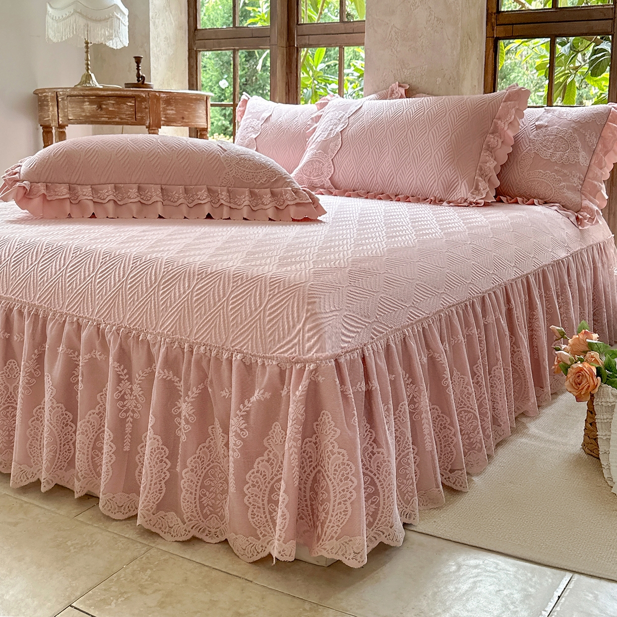 91家纺网 家纺一手货源 找家纺 乐朵家居 2026新款 梵希（复合）  凉席三件套+可配同色系空调被 豆沙