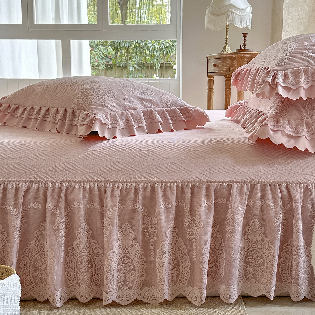 91家纺网 家纺一手货源 找家纺 乐朵家居 2026新款 梵希（复合）  凉席三件套+可配同色系空调被 豆沙