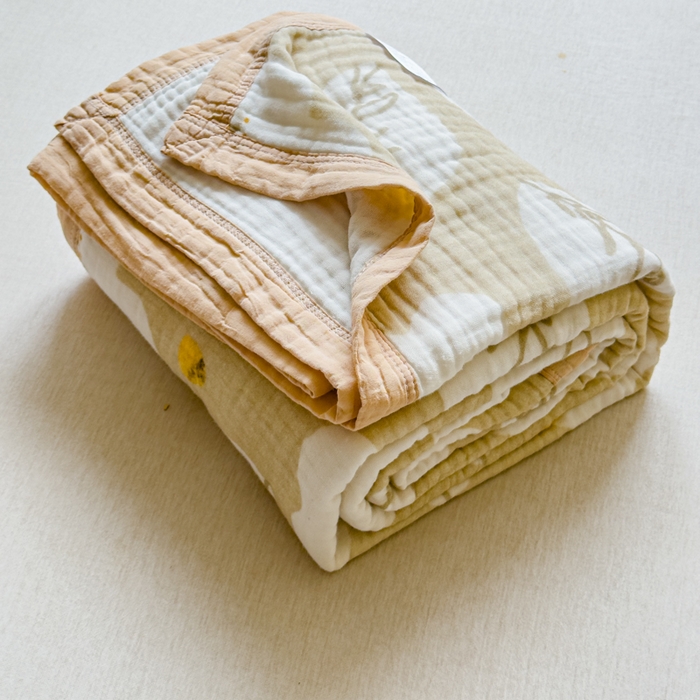 91家纺网 家纺一手货源 找家纺 乐家毛巾被（工厂自产自销） 2026新款全棉纯棉六层一体超柔泡泡纱多功能毯 繁花季