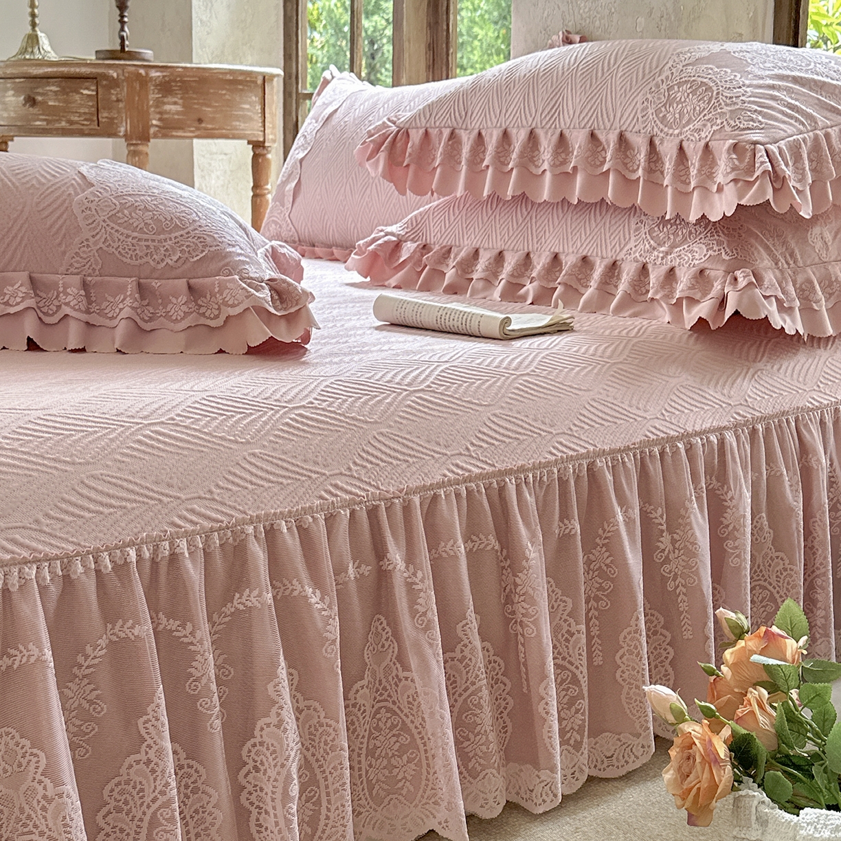 91家纺网 家纺一手货源 找家纺 乐朵家居 2026新款 梵希（复合）  凉席三件套+可配同色系空调被 豆沙