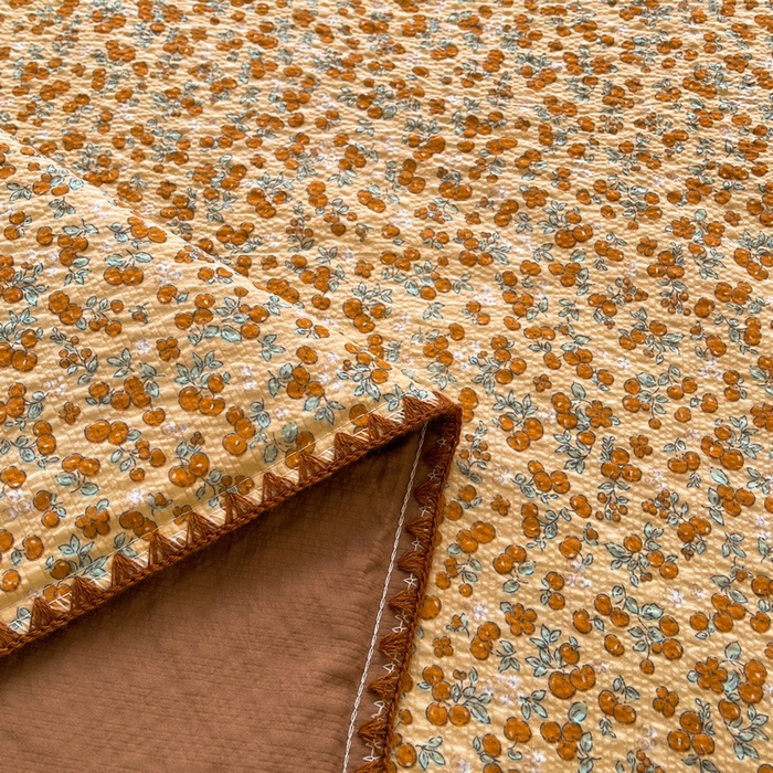 91家纺网 家纺一手货源 找家纺 梵朴 2026新款A类泡芙双层纱贝壳边床盖夏被四件套三角针夏凉被空调被 暖蔷枝