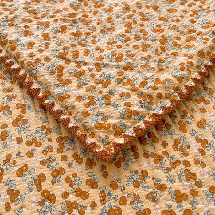 91家纺网 家纺一手货源 找家纺 梵朴 2026新款A类泡芙双层纱贝壳边床盖夏被四件套三角针夏凉被空调被 暖蔷枝