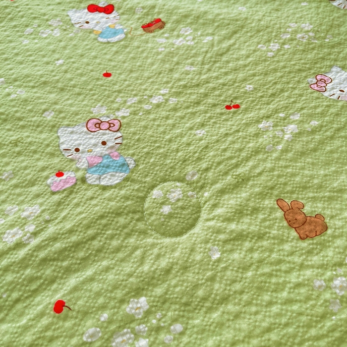 91家纺网 家纺一手货源 找家纺 梵朴 2026新款A类泡芙双层纱贝壳边床盖夏被四件套三角针夏凉被空调被 泡芙KT-绿