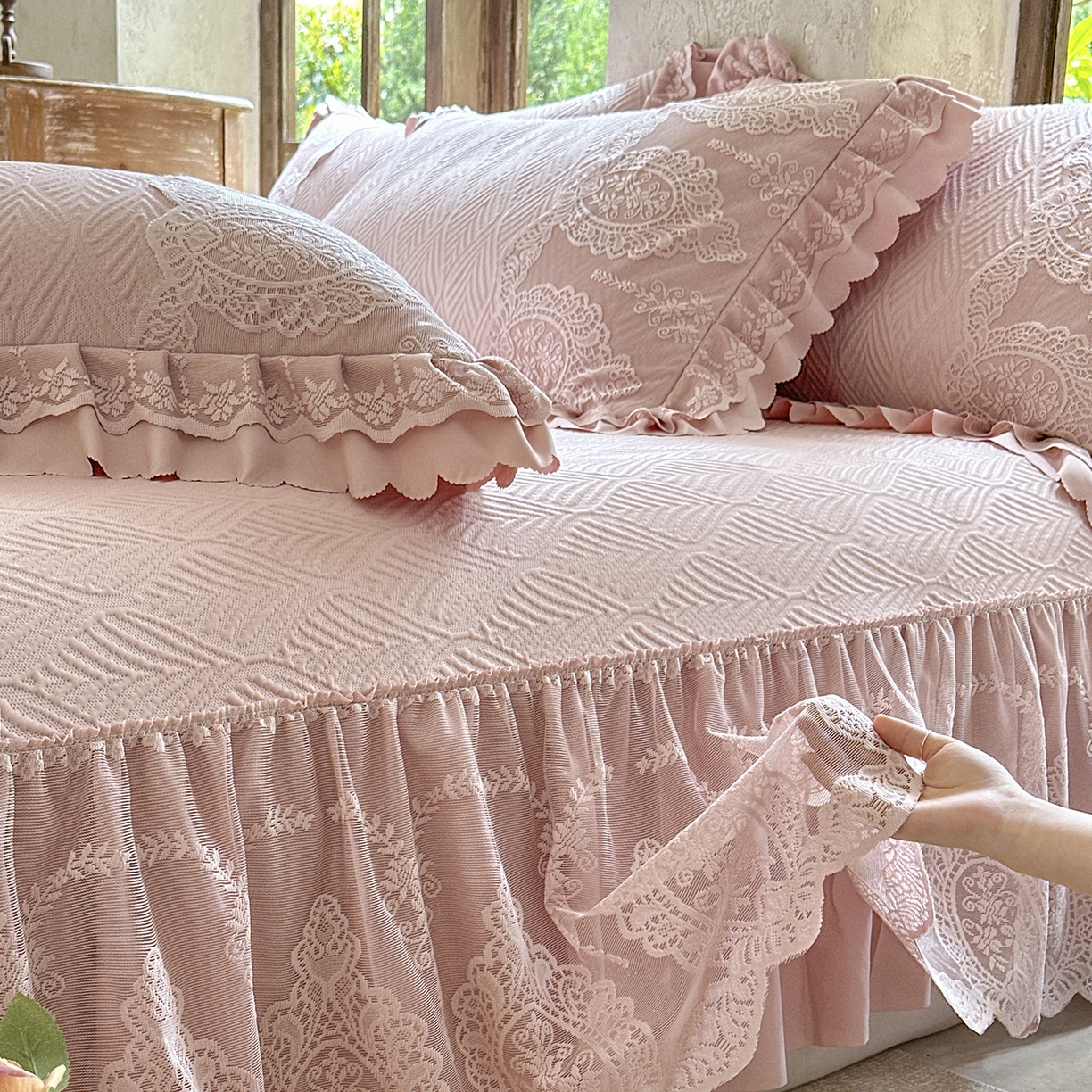 91家纺网 家纺一手货源 找家纺 乐朵家居 2026新款 梵希（复合）  凉席三件套+可配同色系空调被 豆沙