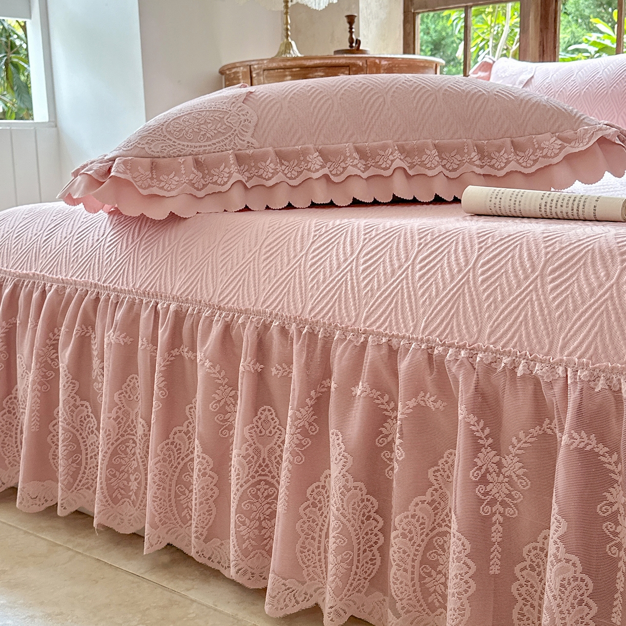 91家纺网 家纺一手货源 找家纺 乐朵家居 2026新款 梵希（复合）  凉席三件套+可配同色系空调被 豆沙