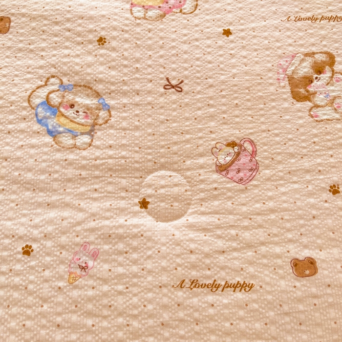 91家纺网 家纺一手货源 找家纺 梵朴 2026新款A类泡芙双层纱贝壳边床盖夏被四件套三角针夏凉被空调被 甜品萌狗