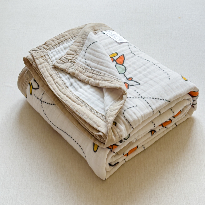 91家纺网 家纺一手货源 找家纺 乐家毛巾被（工厂自产自销） 2026新款全棉纯棉六层一体超柔泡泡纱多功能毯 卡通飞机