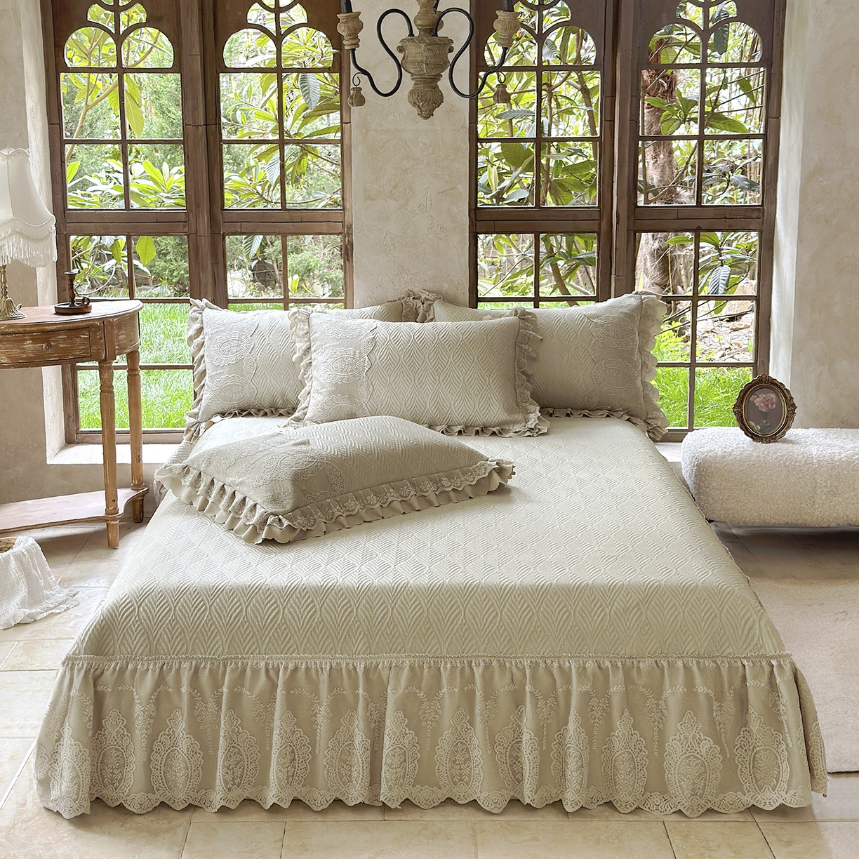 91家纺网 家纺一手货源 找家纺 乐朵家居 2026新款 梵希（复合）  凉席三件套+可配同色系空调被 卡其