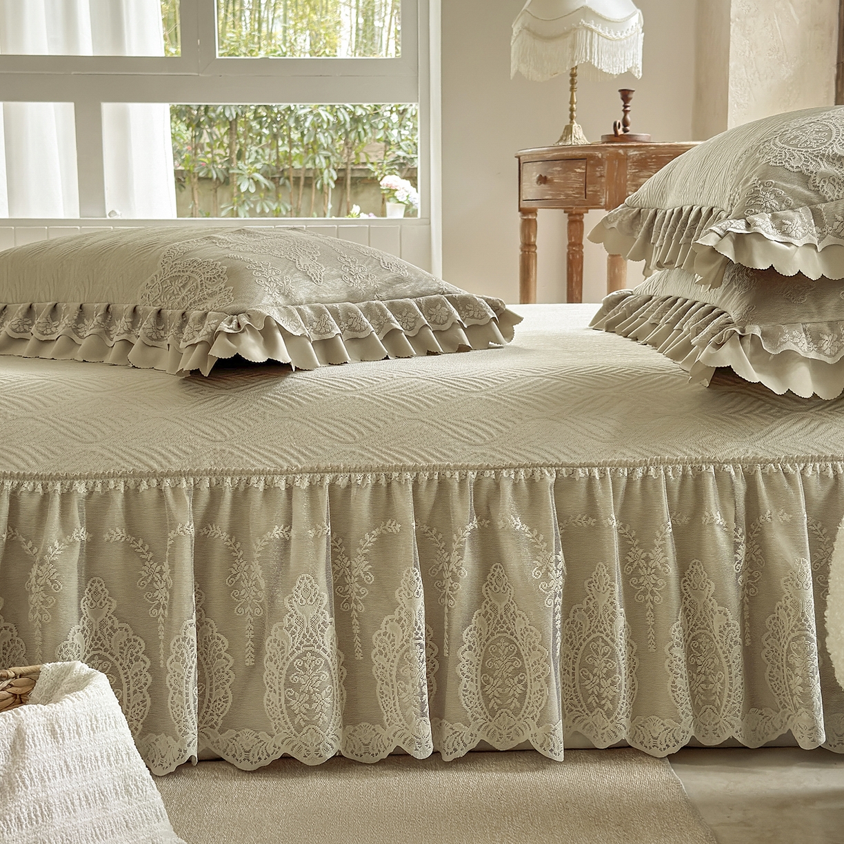 91家纺网 家纺一手货源 找家纺 乐朵家居 2026新款 梵希（复合）  凉席三件套+可配同色系空调被 卡其