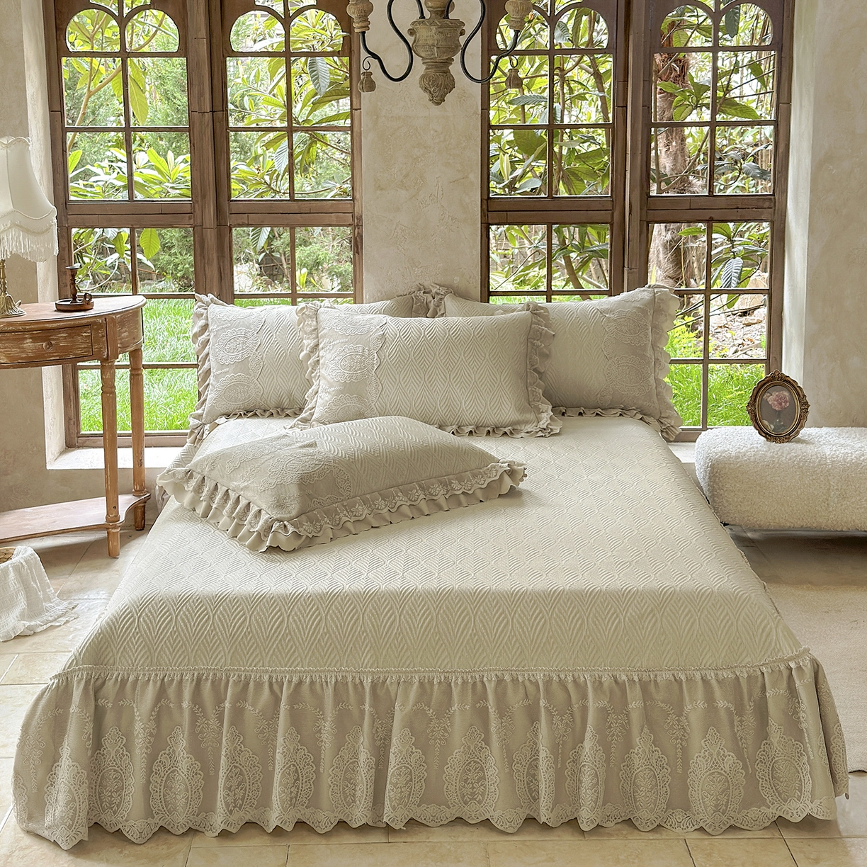 91家纺网 家纺一手货源 找家纺 乐朵家居 2026新款 梵希（复合）  凉席三件套+可配同色系空调被 卡其