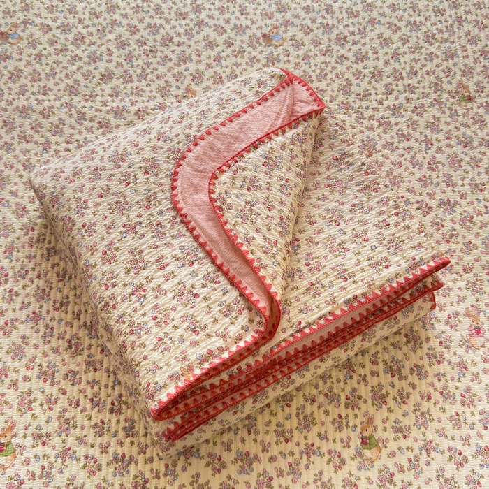 91家纺网 家纺一手货源 找家纺 梵朴 2026新款A类泡芙双层纱贝壳边床盖夏被四件套三角针夏凉被空调被 紫花免