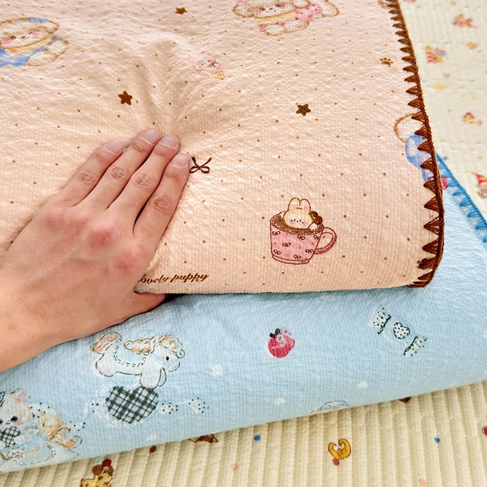 91家纺网 家纺一手货源 找家纺 梵朴 2026新款A类泡芙双层纱贝壳边床盖夏被四件套三角针夏凉被空调被 组合图