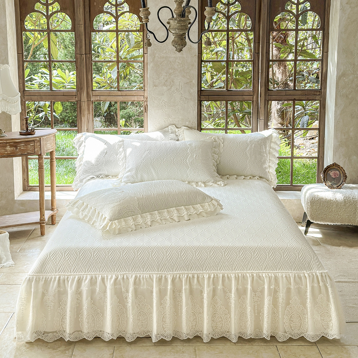 91家纺网 家纺一手货源 找家纺 乐朵家居 2026新款 梵希（复合）  凉席三件套+可配同色系空调被 米白