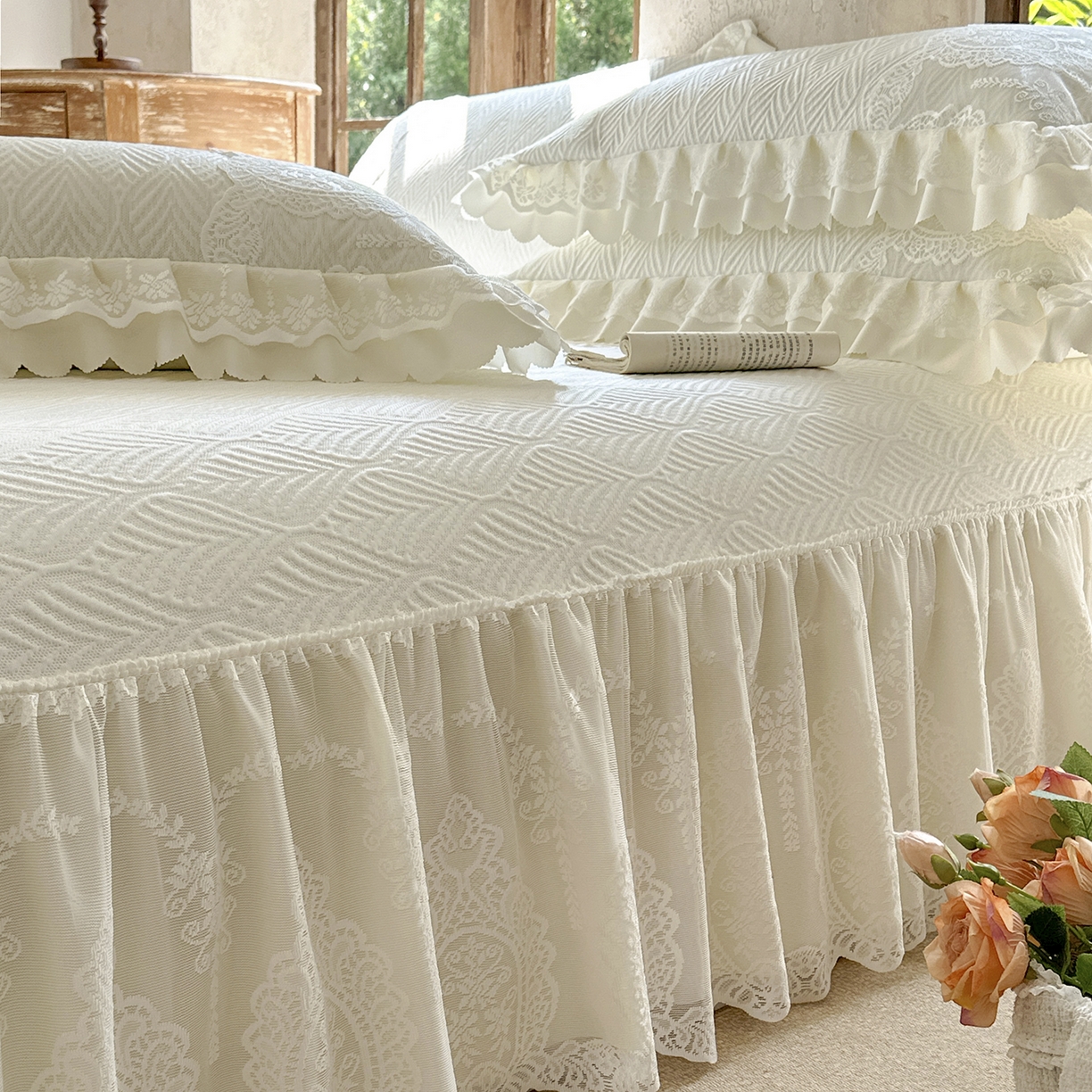 91家纺网 家纺一手货源 找家纺 乐朵家居 2026新款 梵希（复合）  凉席三件套+可配同色系空调被 米白