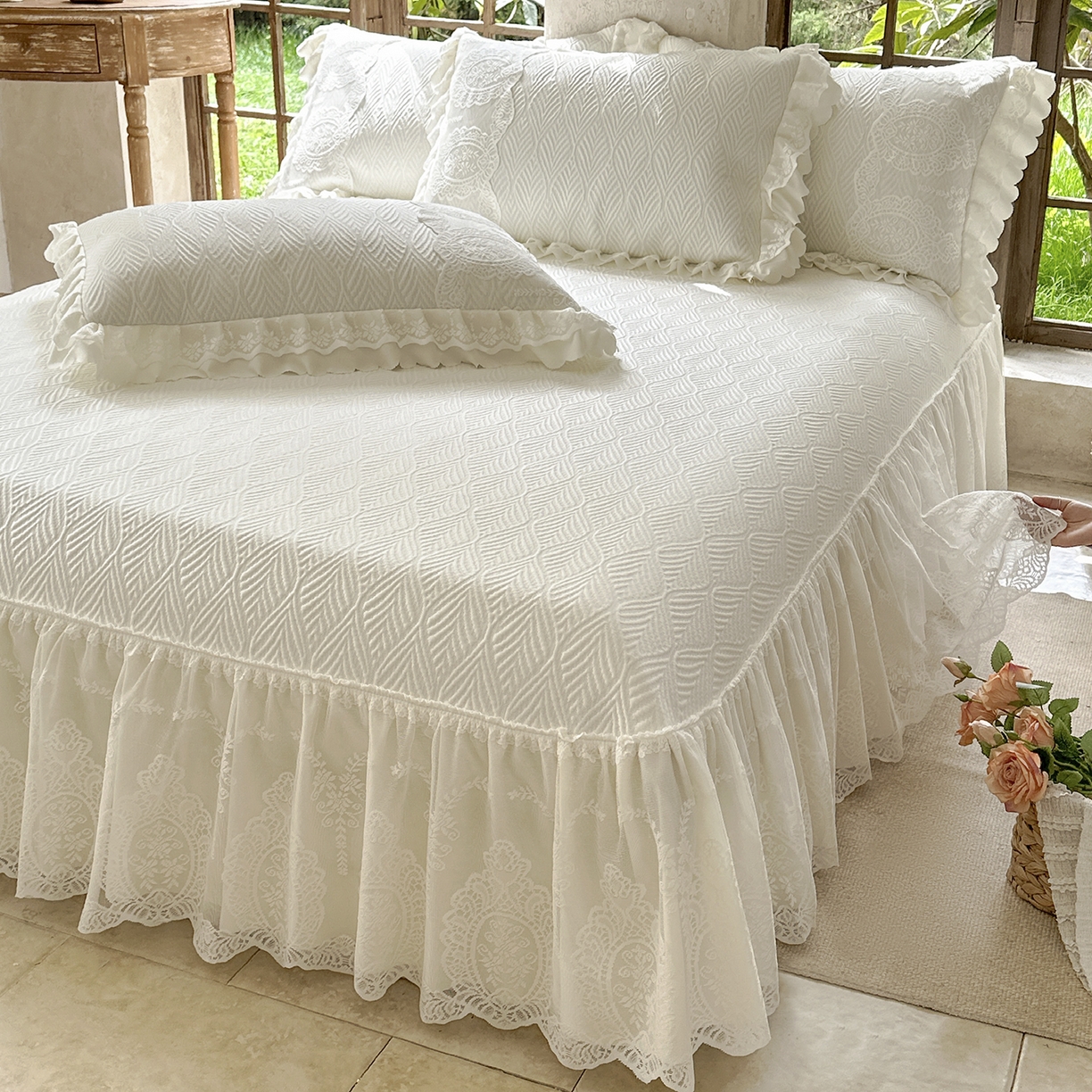 91家纺网 家纺一手货源 找家纺 乐朵家居 2026新款 梵希（复合）  凉席三件套+可配同色系空调被 米白