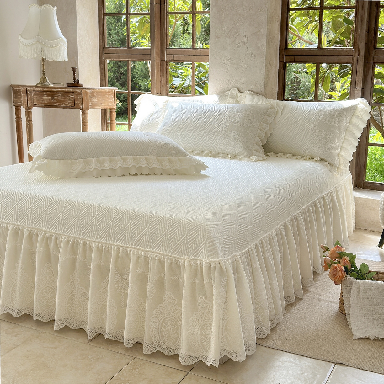 91家纺网 家纺一手货源 找家纺 乐朵家居 2026新款 梵希（复合）  凉席三件套+可配同色系空调被 米白