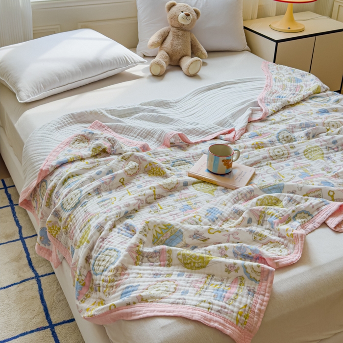 乐家毛巾被（工厂自产自销） 2026新款全棉纯棉六层一体超柔泡泡纱多功能毯 游乐园