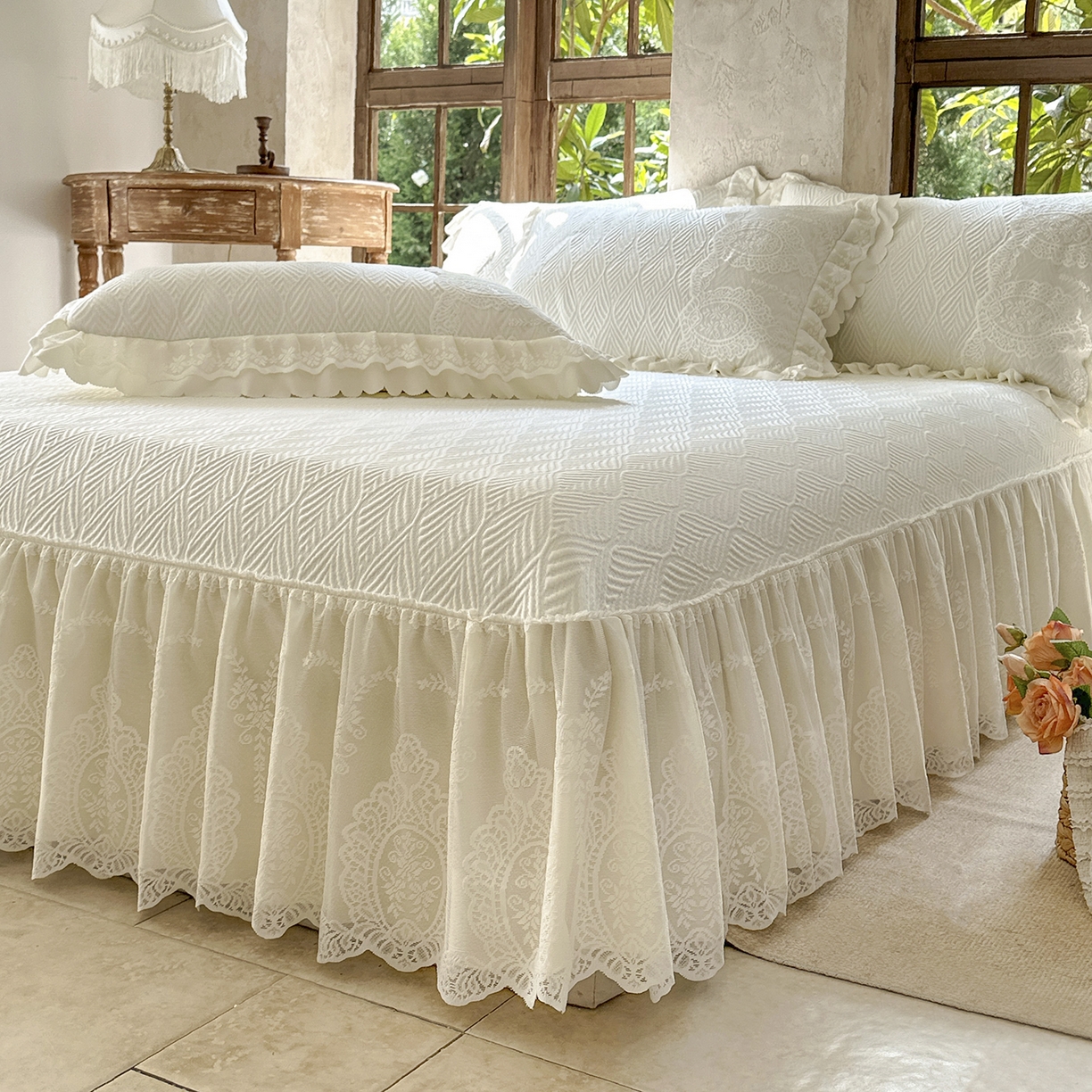 91家纺网 家纺一手货源 找家纺 乐朵家居 2026新款 梵希（复合）  凉席三件套+可配同色系空调被 米白