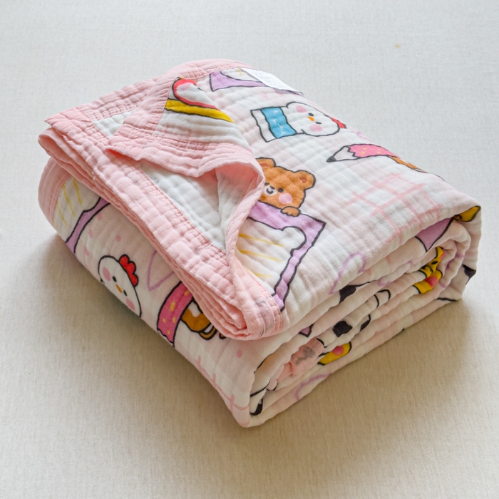 91家纺网 家纺一手货源 找家纺 乐家毛巾被（工厂自产自销） 2026新款全棉纯棉六层一体超柔泡泡纱多功能毯 游乐园