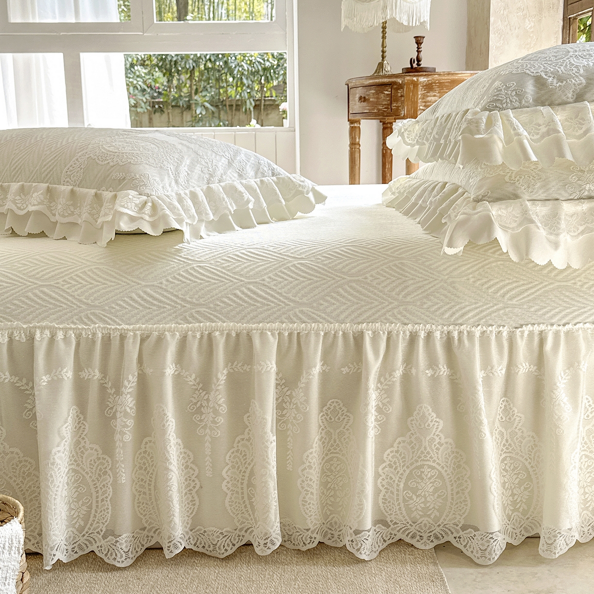 91家纺网 家纺一手货源 找家纺 乐朵家居 2026新款 梵希（复合）  凉席三件套+可配同色系空调被 米白