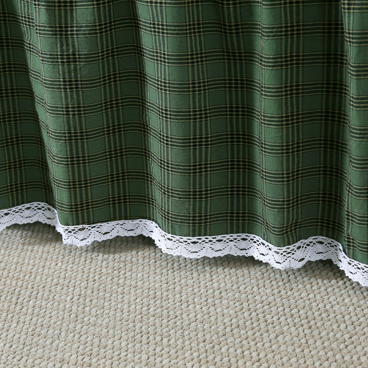 91家纺网 家纺一手货源 找家纺 欧妮家纺 2026新款无印全棉水洗棉夹棉单床裙-三件套 全棉夹棉床裙重楼绿