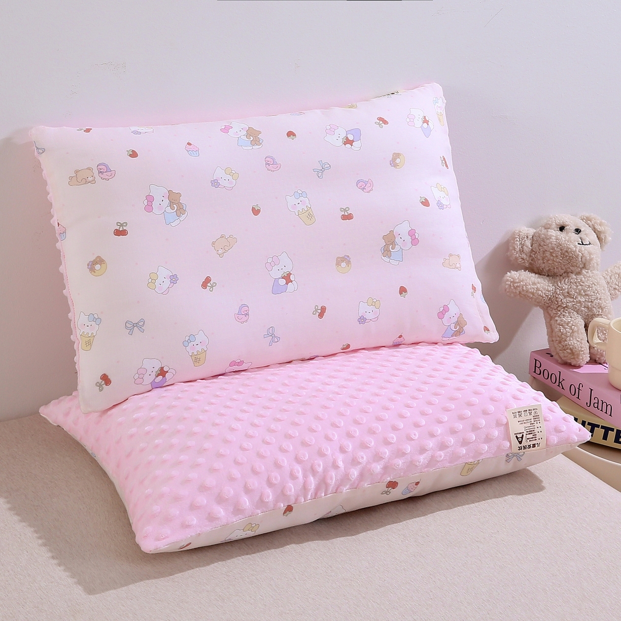 91家纺网 家纺一手货源 找家纺 （总）珍贝家纺 2026新款全棉双层纱豆豆连套枕