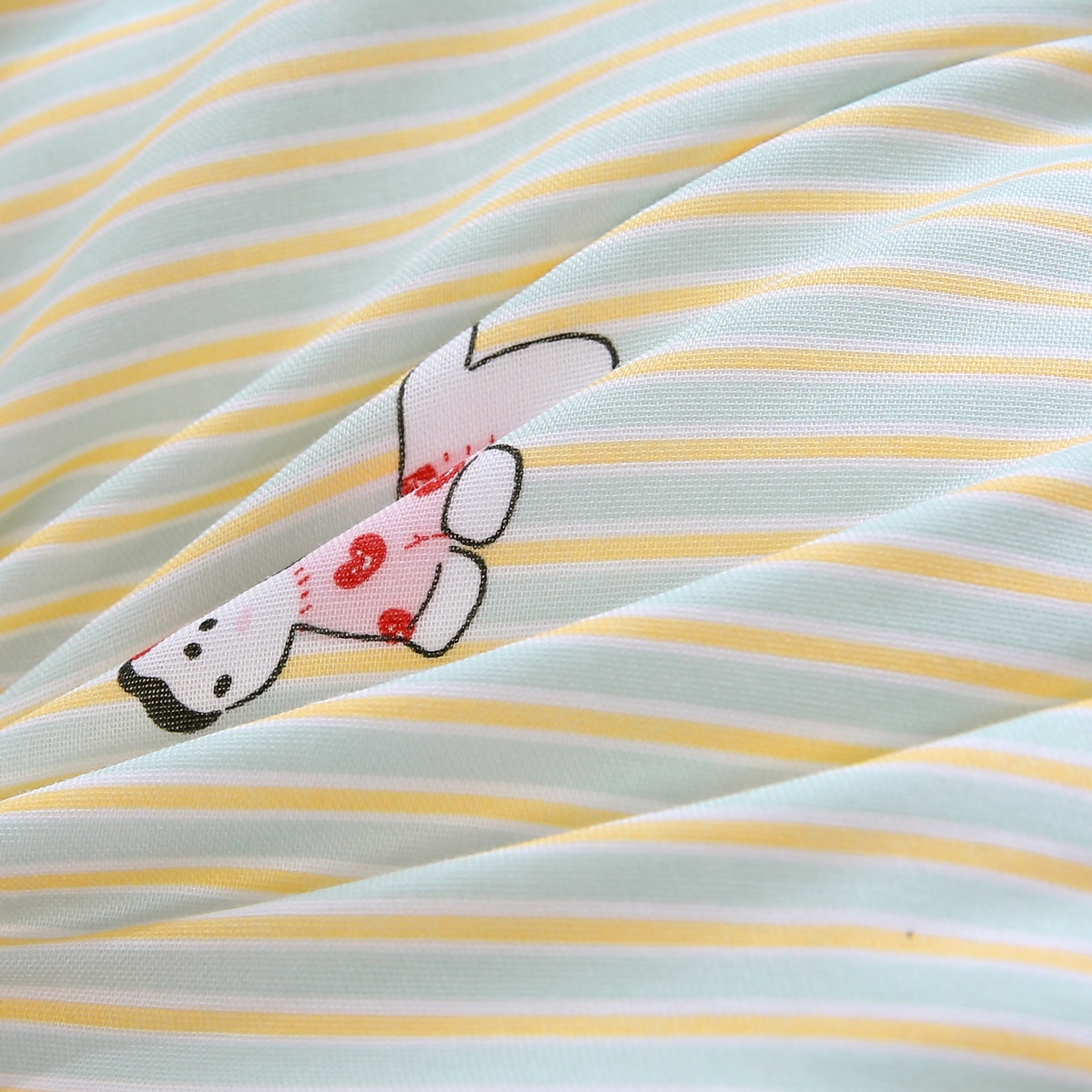 91家纺网 家纺一手货源 找家纺 珍贝家纺 2026新款全棉双层纱豆豆连套枕 腊肠狗-条纹