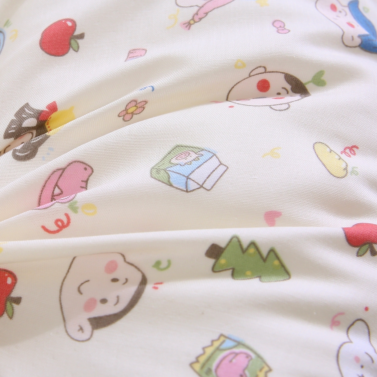 91家纺网 家纺一手货源 找家纺 珍贝家纺 2026新款全棉双层纱豆豆连套枕 卡通-白