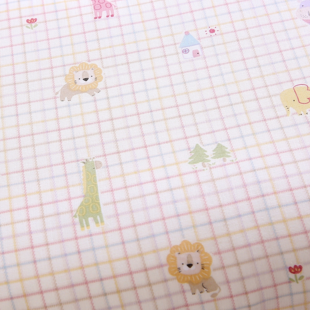 91家纺网 家纺一手货源 找家纺 珍贝家纺 2026新款全棉双层纱豆豆连套枕 动物园-小方格