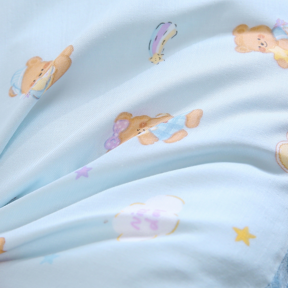 91家纺网 家纺一手货源 找家纺 珍贝家纺 2026新款全棉双层纱豆豆连套枕 小熊-蓝