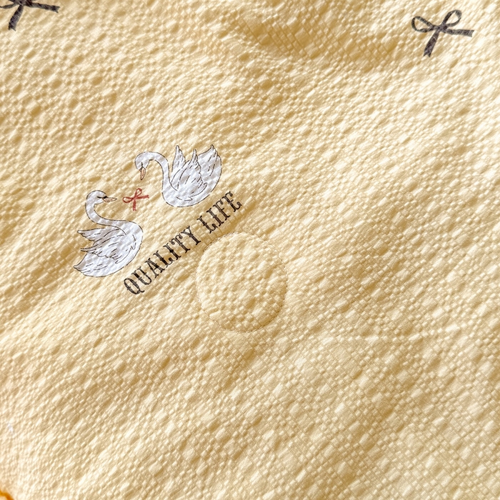 91家纺网 家纺一手货源 找家纺 （总）韩约家纺 2026新款法式大花边床盖款泡芙棉夏凉被空调被四件套