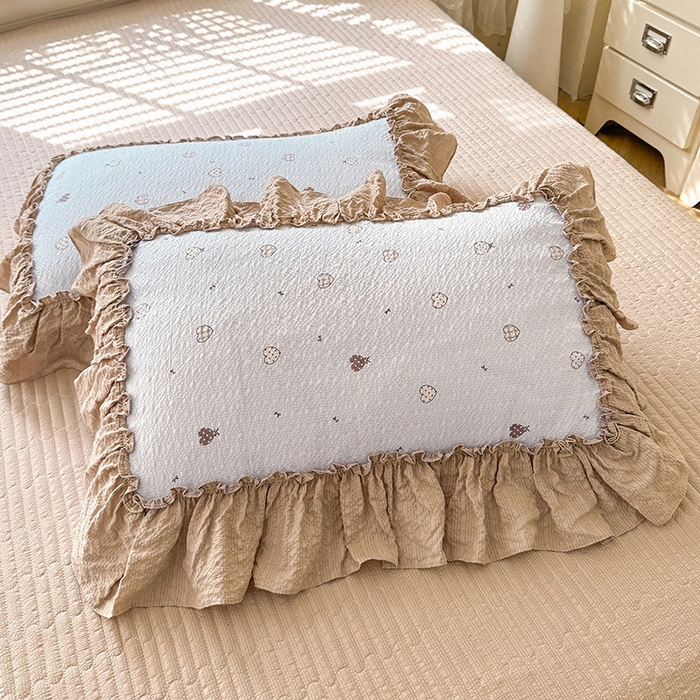 91家纺网 家纺一手货源 找家纺 韩约家纺 2026新款法式大花边床盖款泡芙棉夏凉被空调被四件套 星语