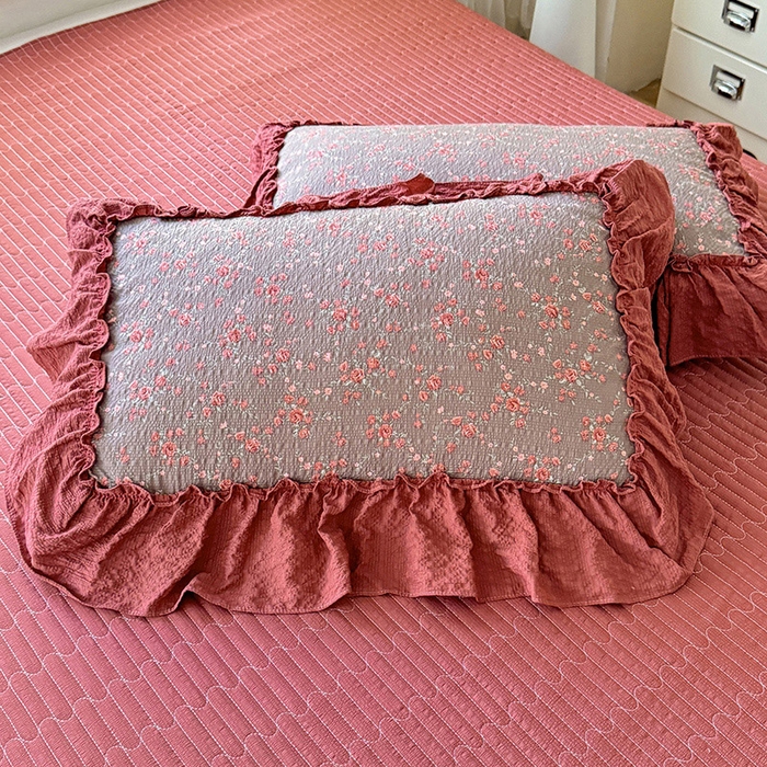 91家纺网 家纺一手货源 找家纺 韩约家纺 2026新款法式大花边床盖款泡芙棉夏凉被空调被四件套 仟香