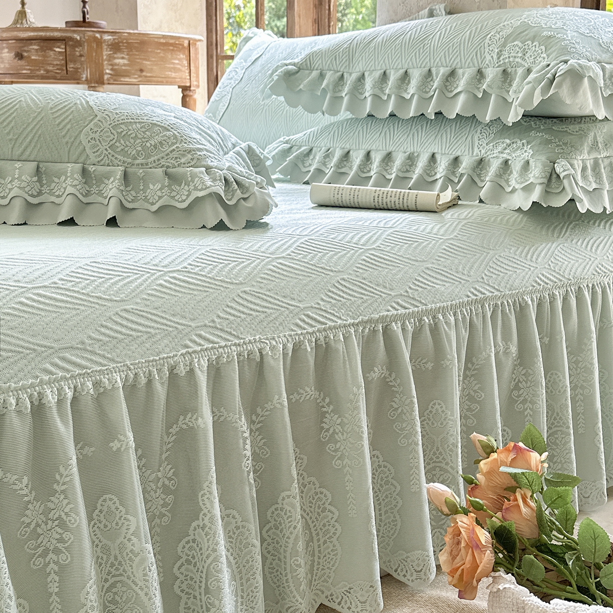 91家纺网 家纺一手货源 找家纺 乐朵家居 2026新款 梵希（复合）  凉席三件套+可配同色系空调被 抹茶绿