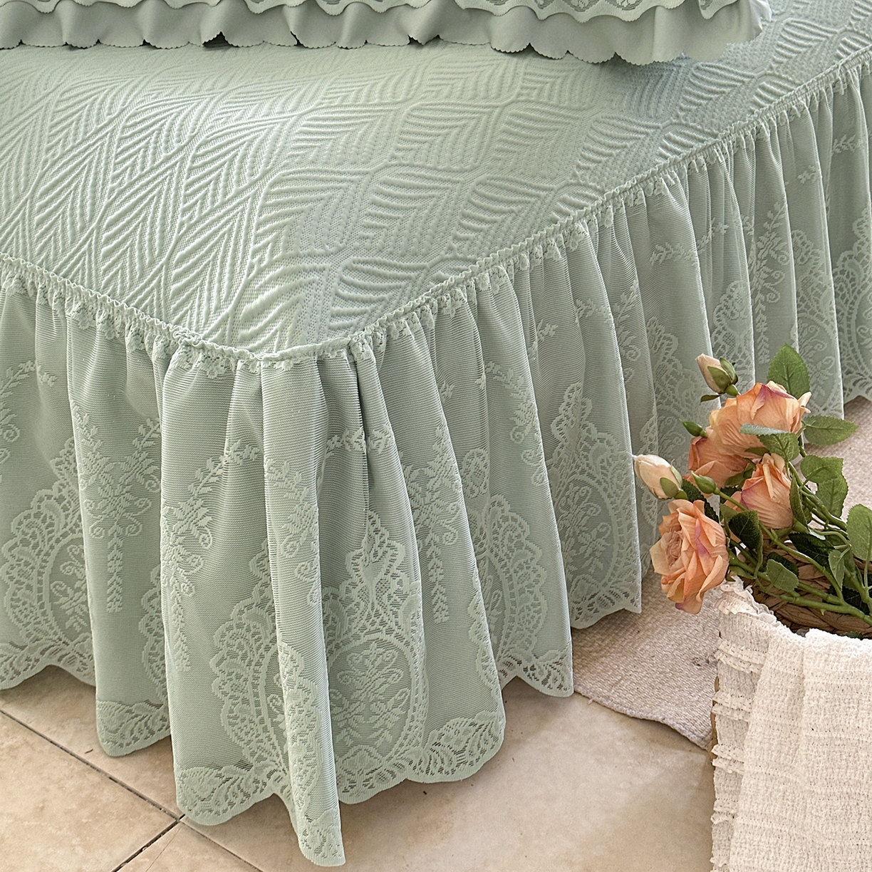 91家纺网 家纺一手货源 找家纺 乐朵家居 2026新款 梵希（复合）  凉席三件套+可配同色系空调被 抹茶绿