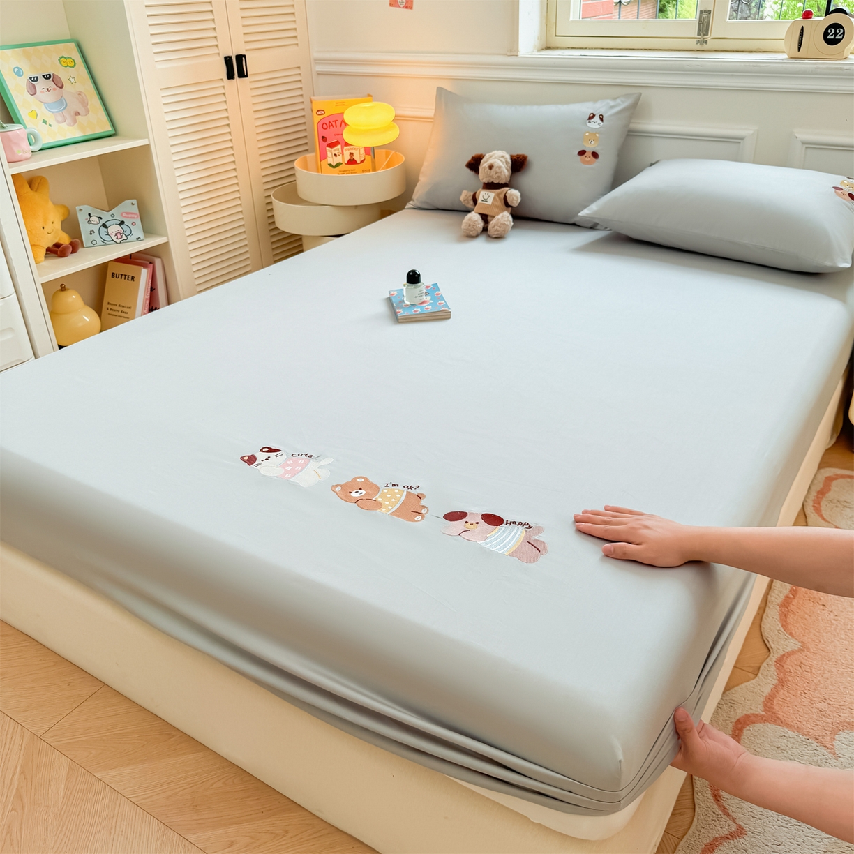 91家纺网 家纺一手货源 找家纺 （总）居眠 2026新款A类全棉卡通刺绣单层童话乐园床笠