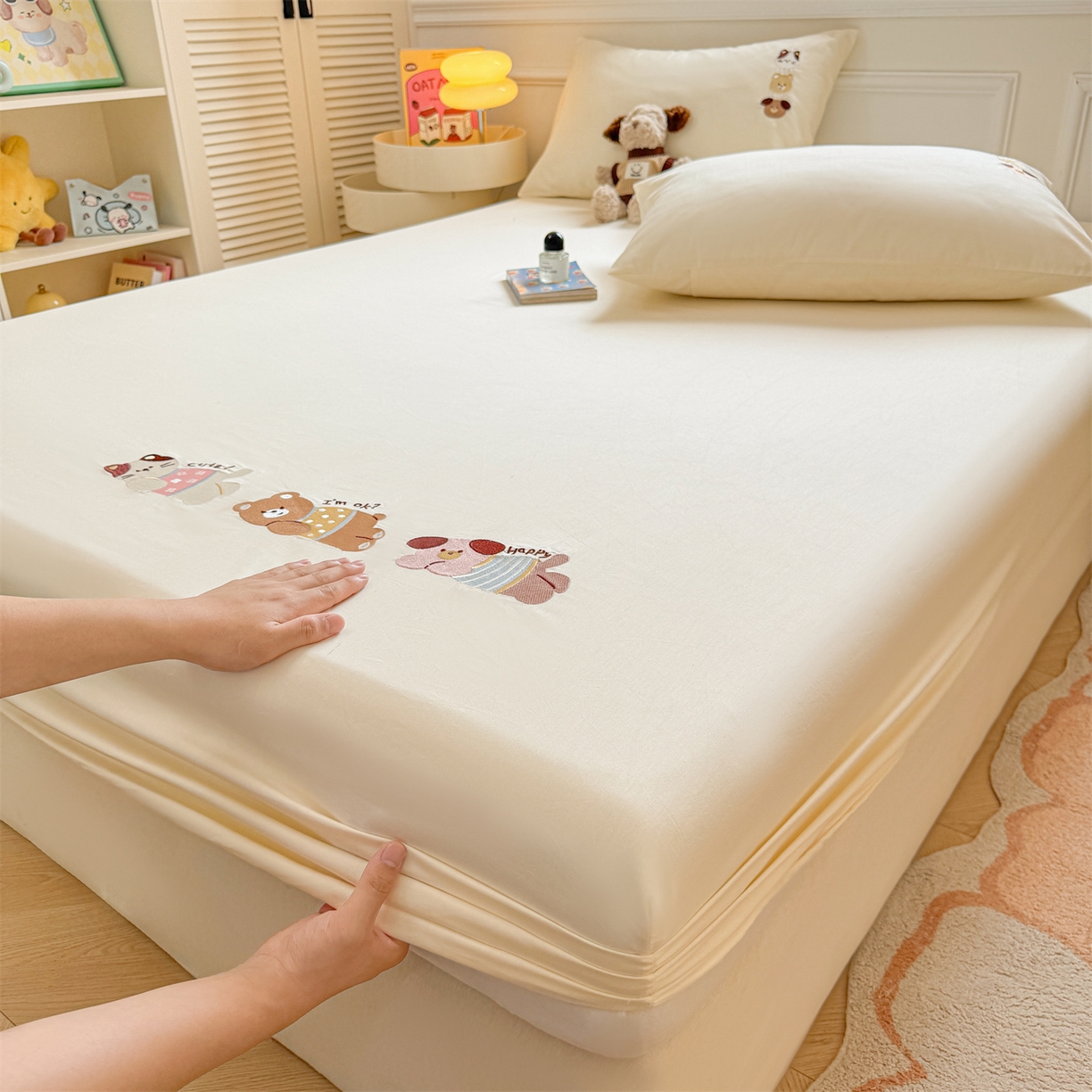 91家纺网 家纺一手货源 找家纺 （总）居眠 2026新款A类全棉卡通刺绣单层童话乐园床笠