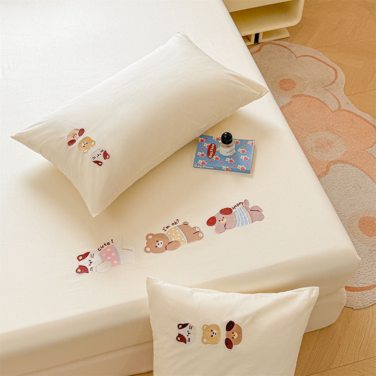 91家纺网 家纺一手货源 找家纺 居眠 2026新款A类全棉卡通刺绣单层童话乐园床笠 童话乐园-白