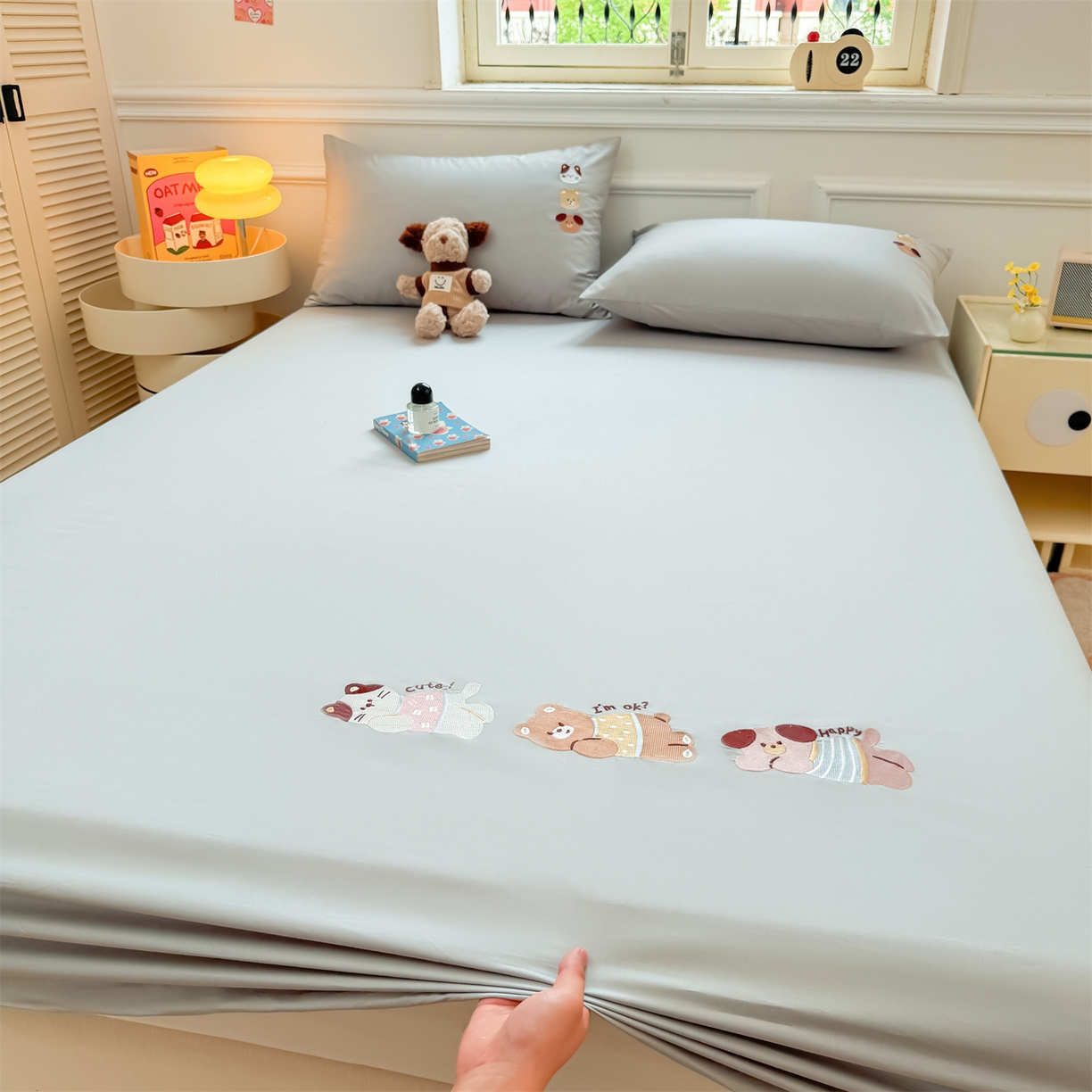 91家纺网 家纺一手货源 找家纺 居眠 2026新款A类全棉卡通刺绣单层童话乐园床笠 童话乐园-灰