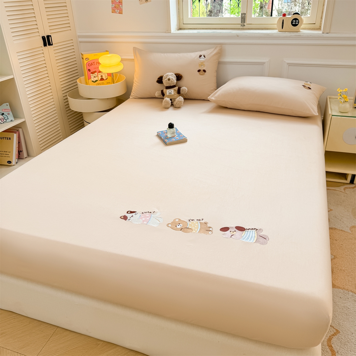 91家纺网 家纺一手货源 找家纺 居眠 2026新款A类全棉卡通刺绣单层童话乐园床笠 童话乐园-咖